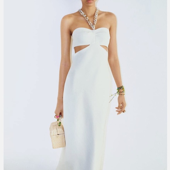 ZARA Midi Cut Out Halter Chain Detail XS NWT - Picture 5 of 12